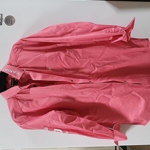 Mens long sleeve twill salmon Ariat button up shirt